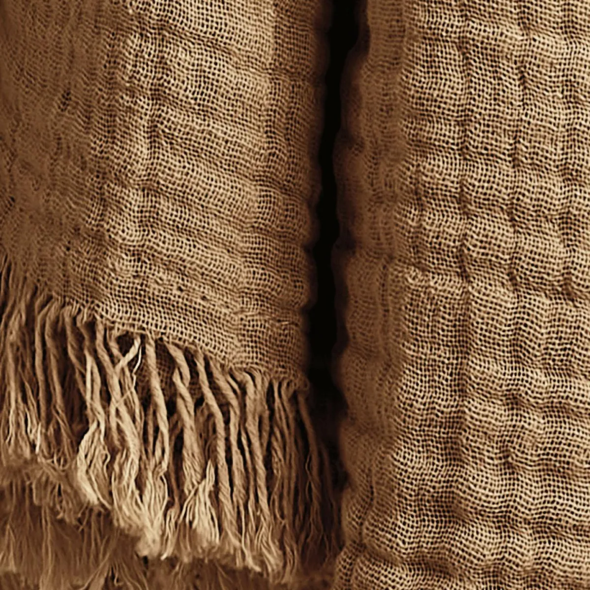 EMINZA Plaid gaze de coton (130 x 160 cm) Gaïa Camel Online