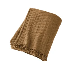 EMINZA Plaid gaze de coton (130 x 160 cm) Gaïa Camel Online