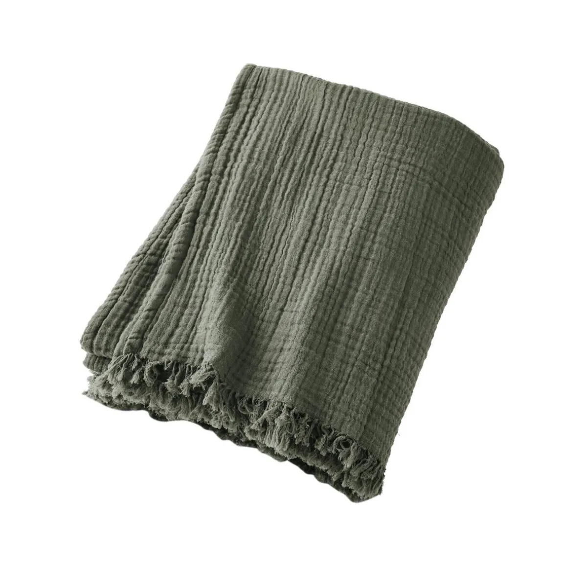 EMINZA Plaid gaze de coton (180 x 220 cm) Gaïa Vert romarin Best