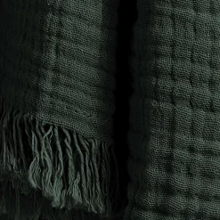 EMINZA Plaid gaze de coton (180 x 220 cm) Gaïa Vert sapin Hot