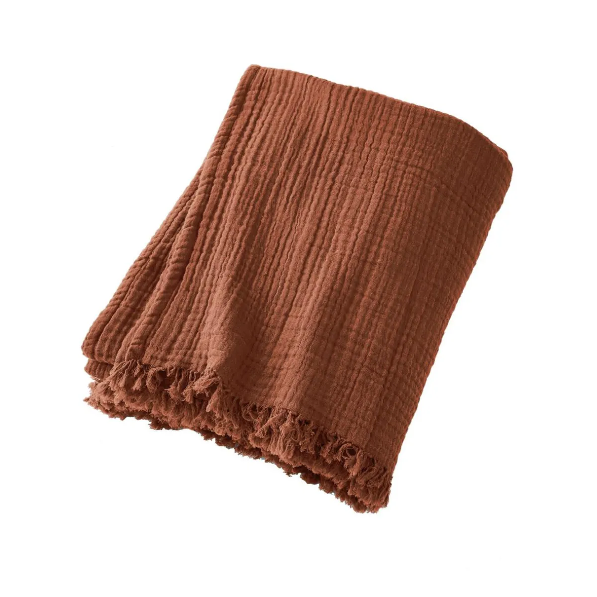 EMINZA Plaid gaze de coton (180 x 220 cm) Gaïa Terracotta