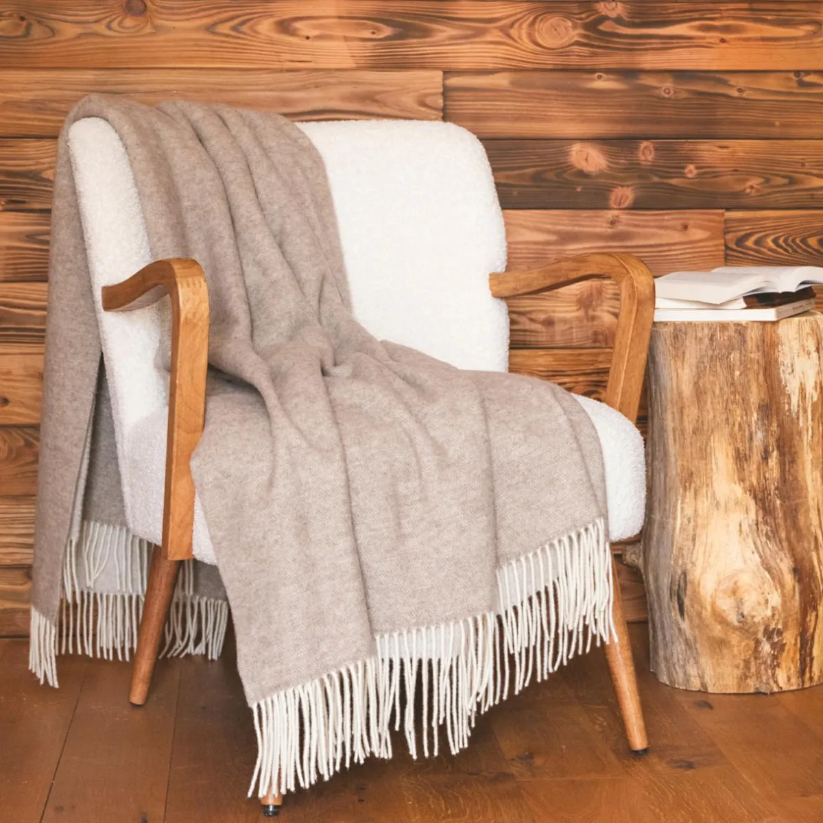 l'Effet Papillon Plaid laine et cachemire (140 x 200 cm) Côme Beige Hot
