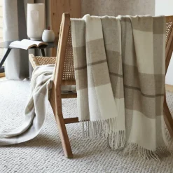 L'EFFET PAPILLON Plaid laine naturelle (140 x 200 cm) Marius Beige Outlet