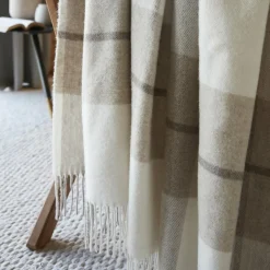 L'EFFET PAPILLON Plaid laine naturelle (140 x 200 cm) Marius Beige Outlet