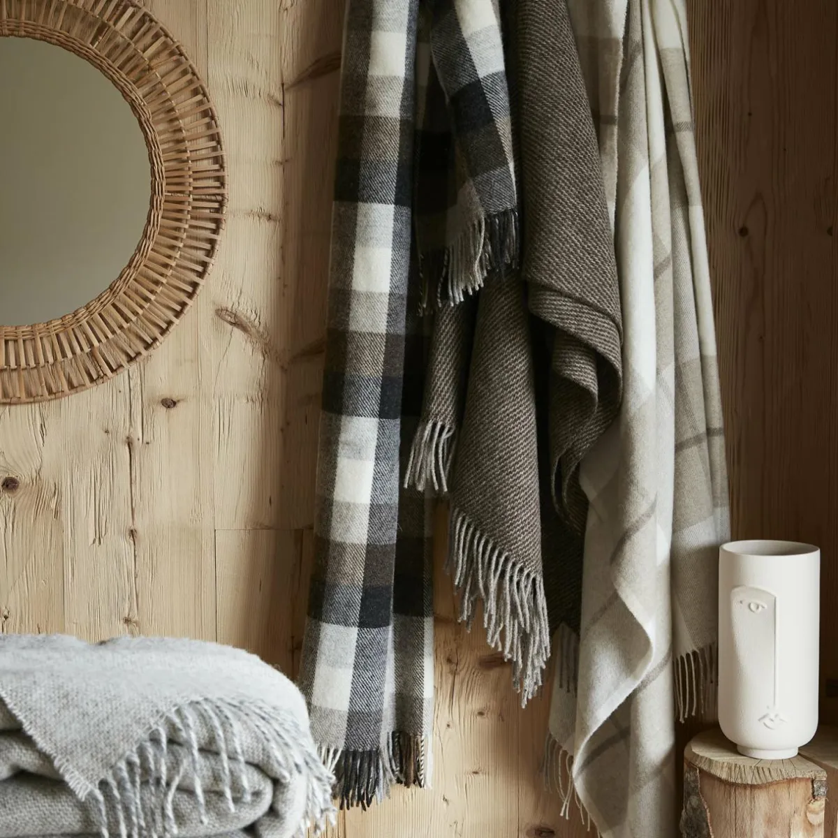 L'EFFET PAPILLON Plaid laine naturelle (140 x 200 cm) Marius Beige Outlet