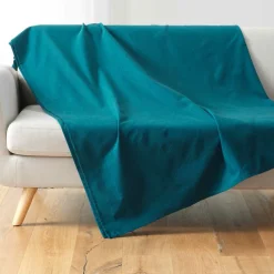 DOUCEUR D'INTERIEUR Plaid polycoton (180 x 220 cm) Lucile Bleu Sale