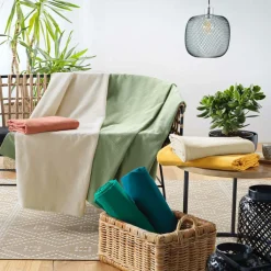 DOUCEUR D'INTERIEUR Plaid polycoton (180 x 220 cm) Lucile Vert sauge Best