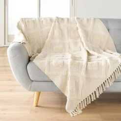 douceur d'intu017drieur Plaid polycoton tufté (125 x 150 cm) Inca Beige Online
