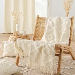douceur d'intu017drieur Plaid polycoton tufté (125 x 150 cm) Inca Beige Online