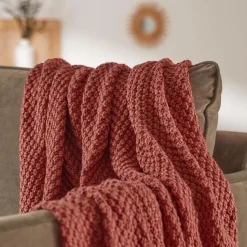 EMINZA Plaid tricot (125 x 150 cm) Tessa Terracotta New