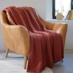 EMINZA Plaid tricot (125 x 150 cm) Tessa Terracotta New