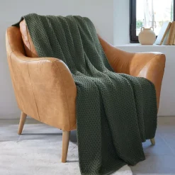 EMINZA Plaid tricot (125 x 150 cm) Tessa Vert kaki Sale