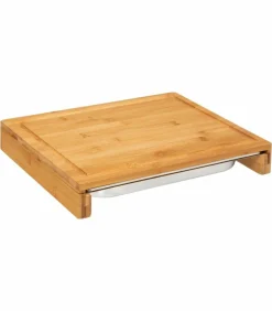 ATMOSPHERA Planche à découper avec bac récupérateur (35 x 28 cm) naturel Bois Hot
