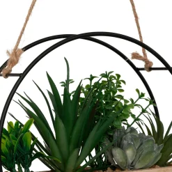 Atmosphera, cru017dateur d'intu017drieur Plantes artificielles dans support en bois à suspendre (D20 cm) Family production Vert Clearance