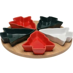 KOOPMAN Plateau à tapas et 5 assiettes (D25 cm) Modern Sapin Multicolore Clearance