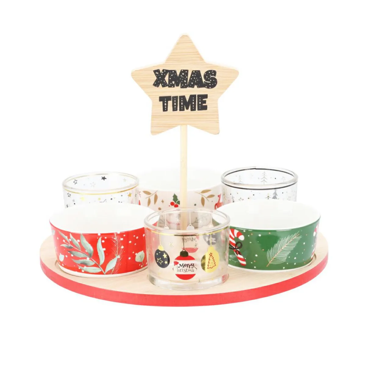 KOOPMAN Plateau à tapas et 6 bols (D24 cm) Temps de Noël Multicolore Online