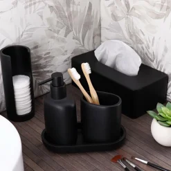 TENDANCE Plateau de rangement ovale (19,5 cm) Japandi Noir New