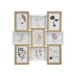 EMINZA Pêle-mêle mural 9 photos bois (H45 cm) Zola Beige Discount