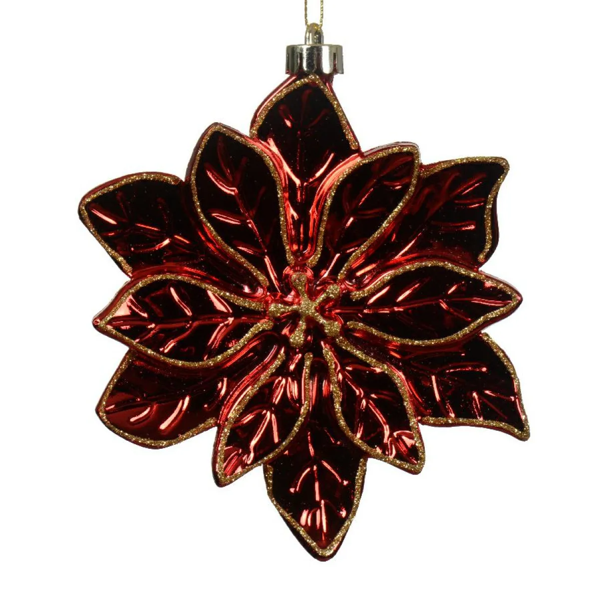 KAEMINGK Poinsettia de Noël à suspendre (D14 cm) Elégance Rouge brillant Bordeaux