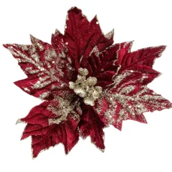Feeric Lights & Christmas Poinsettia de Noël Kely sur clip (D25 cm) Rouge Outlet