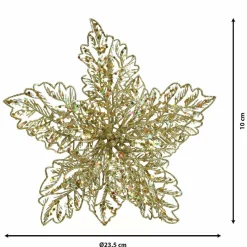 KAEMINGK Poinsettia de Noël paillettes sur clip (D23,5 cm) Or Online