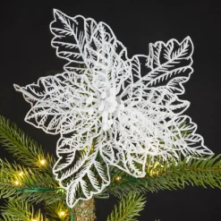 KAEMINGK Poinsettia de Noël paillettes sur clip (D23 cm) Blanc Online