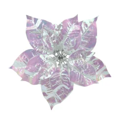 KAEMINGK Poinsettia de Noël sur clip (D25 cm) Ice irisé Transparent Hot