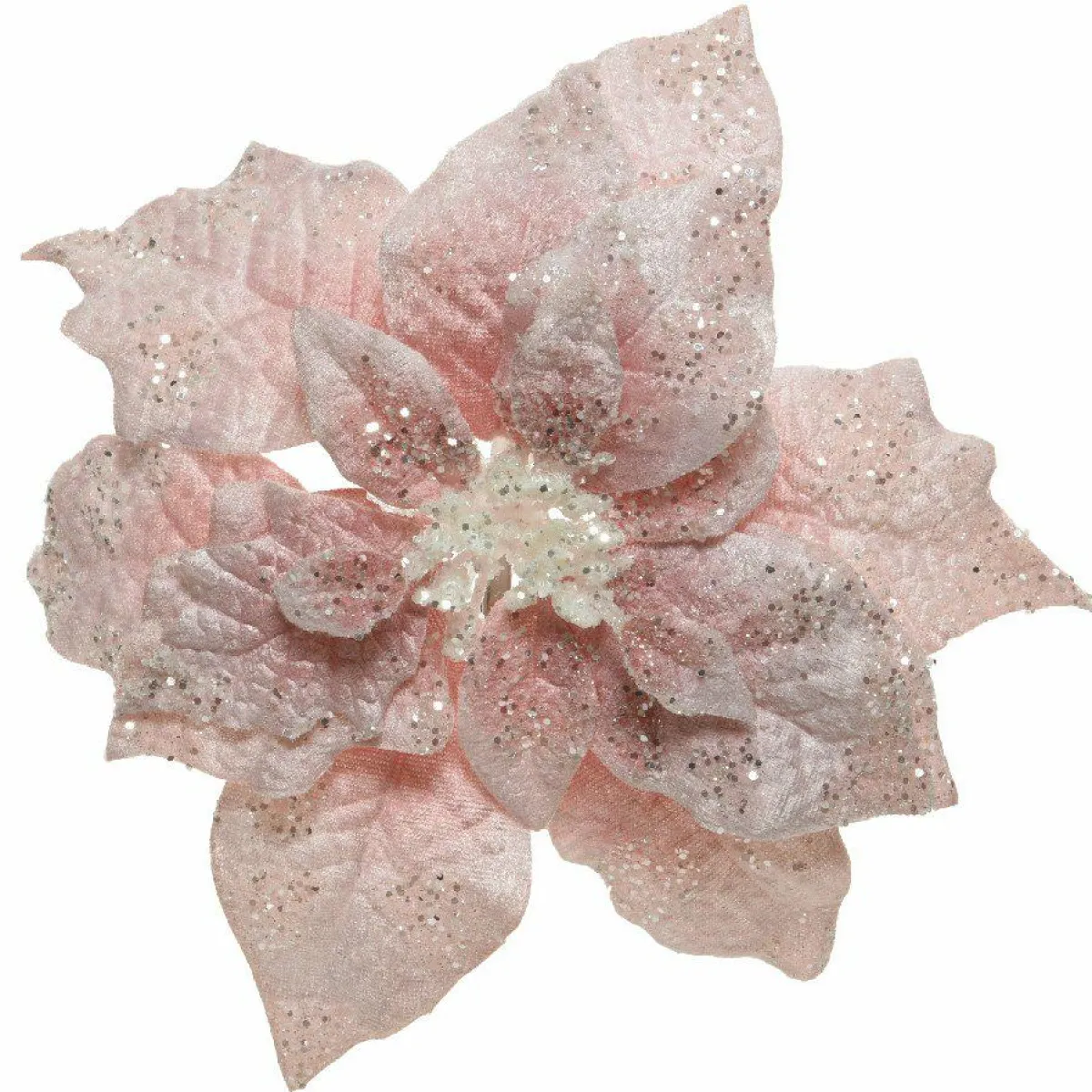 KAEMINGK Poinsettia de Noël Velours sur clip (D22 cm) Rose poudré Sale