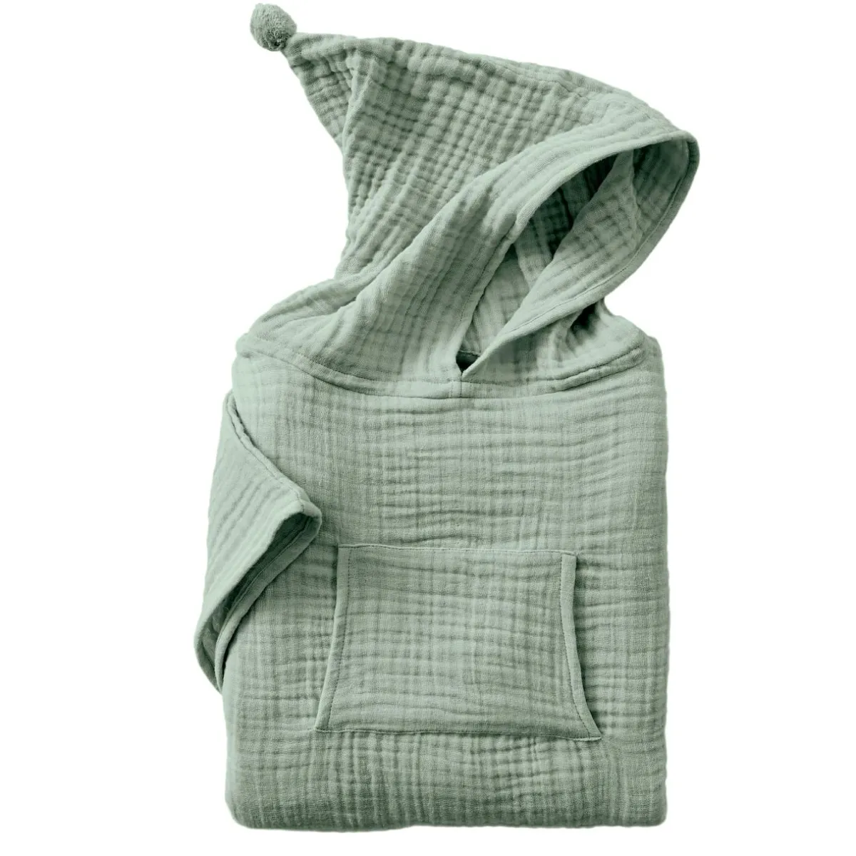 EMINZA Poncho de bain enfant gaze de coton 2/5 ans Gaïa Vert Eucalyptus New