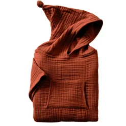 EMINZA Poncho de bain enfant gaze de coton 2/5 ans Gaïa Terracotta Best