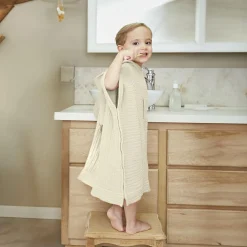 EMINZA Poncho de bain enfant gaze de coton 2/5 ans Gaïa pampa Beige Hot