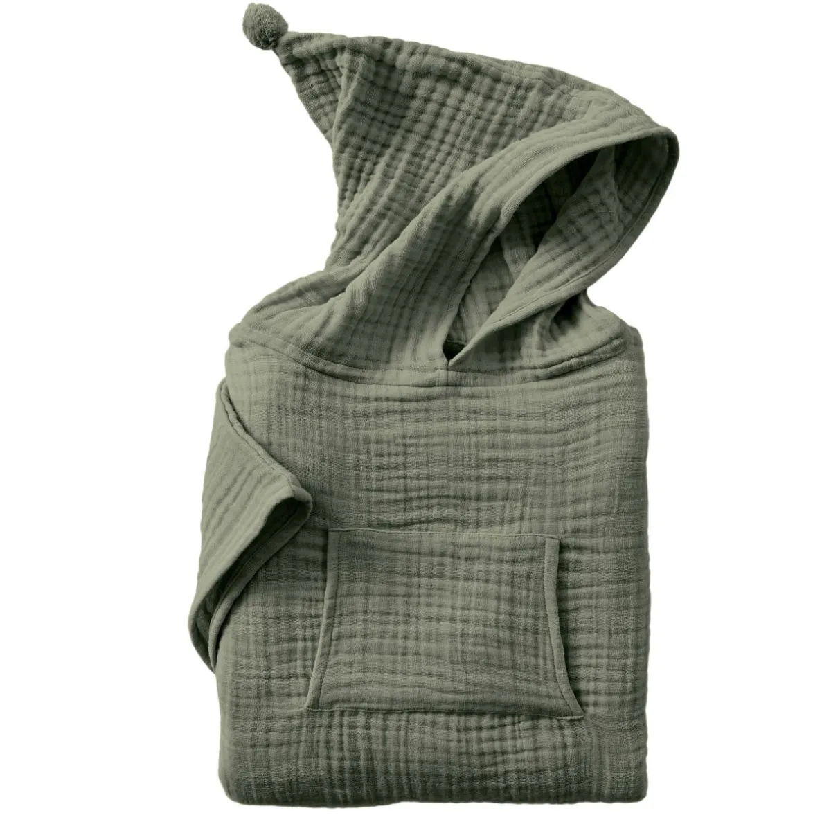 EMINZA Poncho de bain enfant gaze de coton 6/10 ans Gaïa Vert romarin Sale