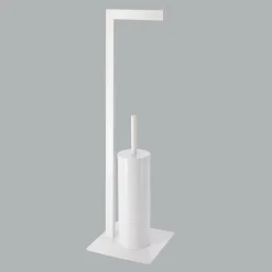 TENDANCE Porte papier toilette et brosse WC Métal Blanc New