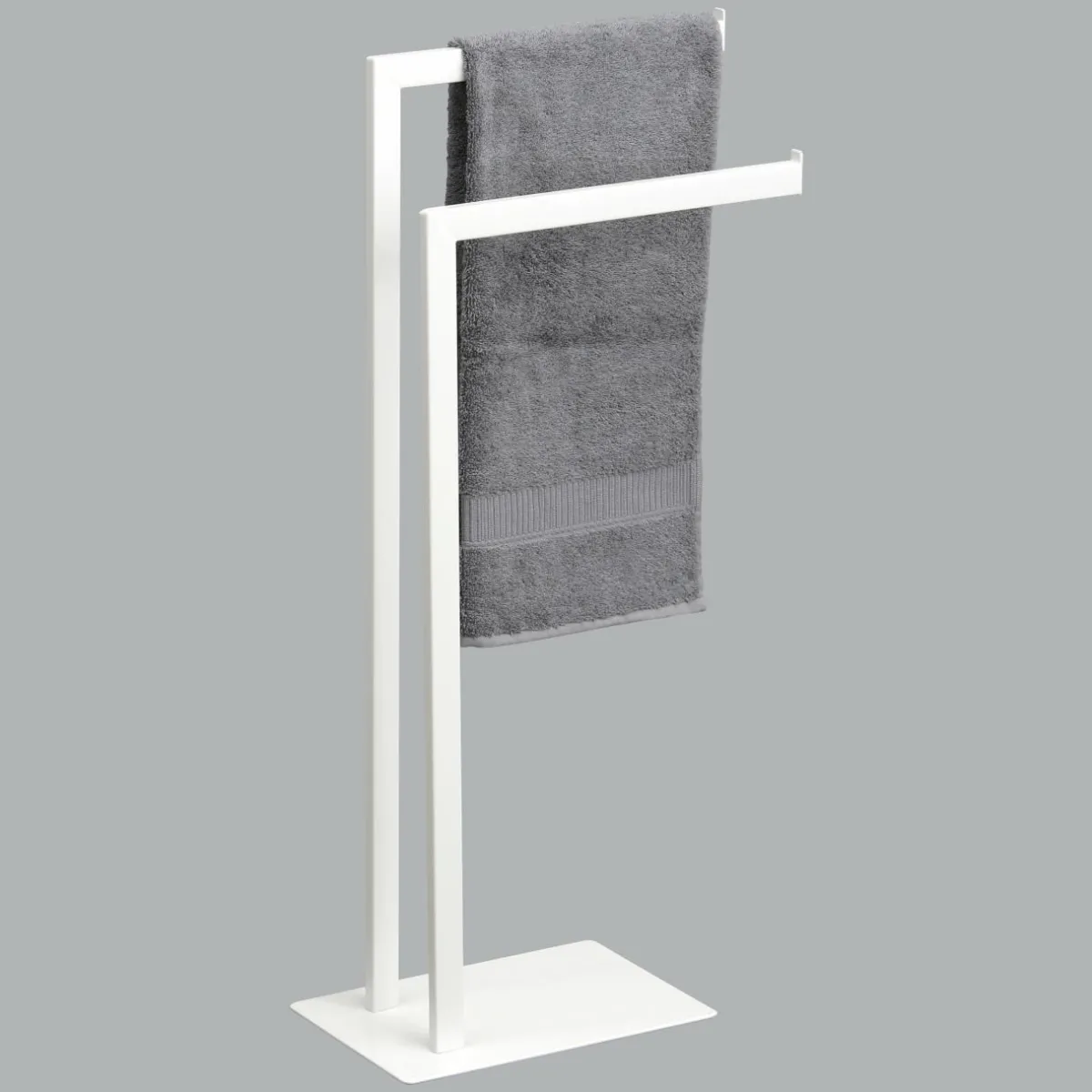 TENDANCE Porte serviette 2 barres (H81 cm) Métal Blanc