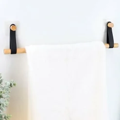 TENDANCE Porte serviette adhésif 1 barre (50 cm) Easy Chic Noir