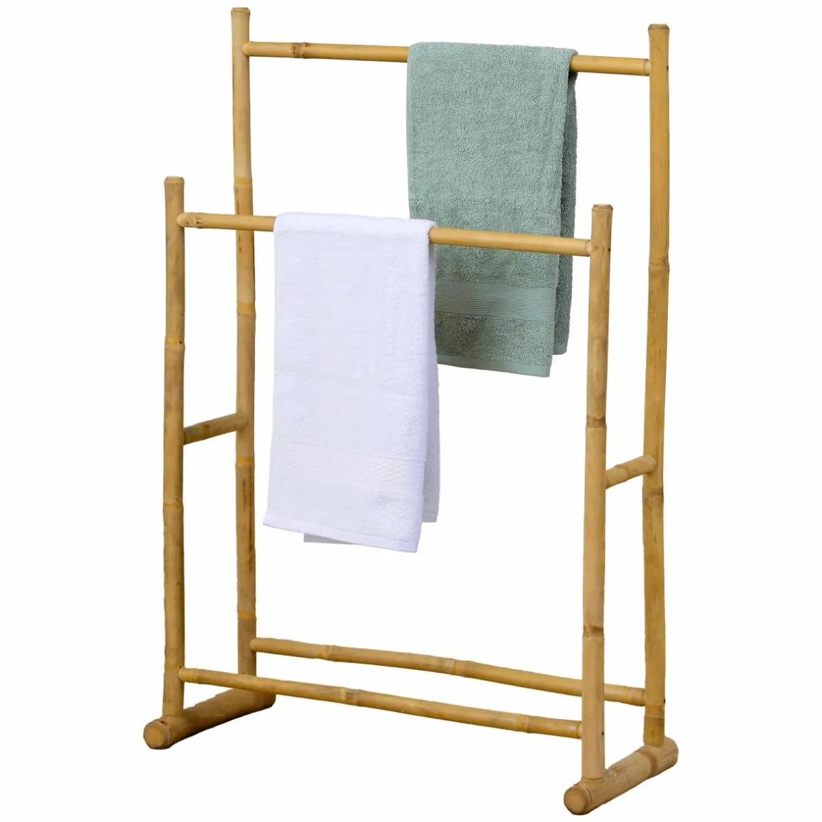 TENDANCE Porte serviette canne de bambou 2 niveaux (H105 cm) Hanoï Naturel Discount