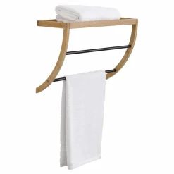 TENDANCE Porte serviette mural (45 x H34 cm) Bambou Noir Outlet