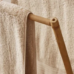 EMINZA Porte serviette pliable canne de bambou 2 barres (H86 cm) Hanoï Naturel Best