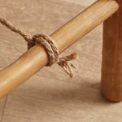 EMINZA Porte serviette pliable canne de bambou 2 barres (H86 cm) Hanoï Naturel Best