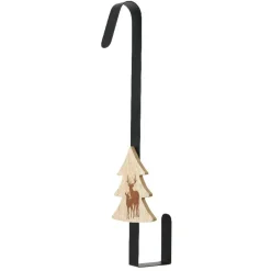 KAEMINGK Porte-couronne pour porte (H38 cm) Sapin et rennes Noir Outlet