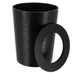 TENDANCE Poubelle salle de bain façon bois Scandi Noir Best
