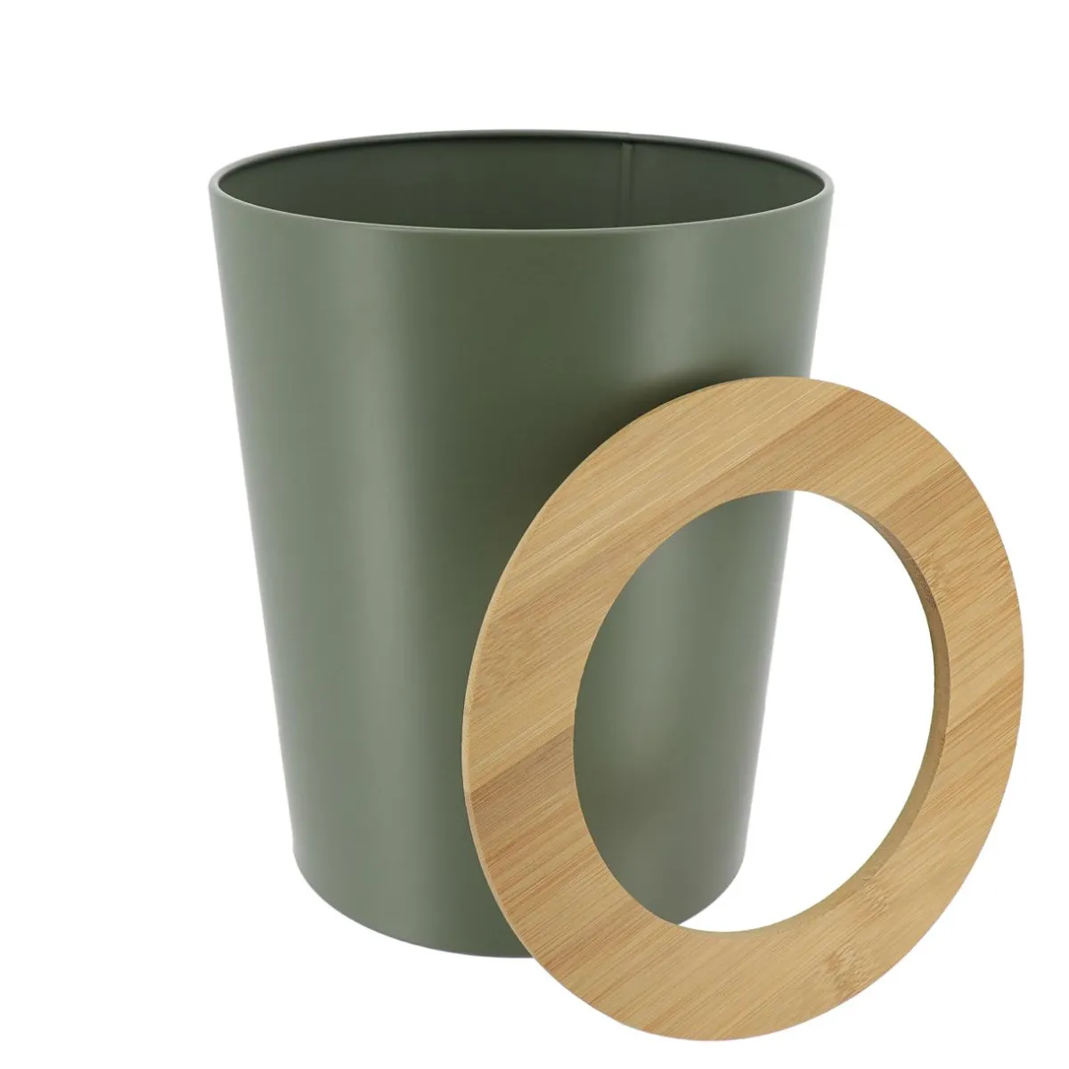 TENDANCE Poubelle salle de bain 5L Purebamboo Vert kaki