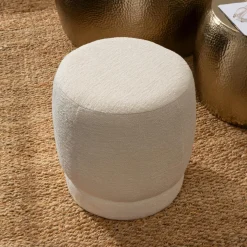 Atmosphera, cru017dateur d'intu017drieur Pouf bouclette (D39 cm) Améa Blanc Best