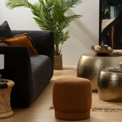 Atmosphera, cru017dateur d'intu017drieur Pouf bouclette (D39 cm) Améa Orange Hot