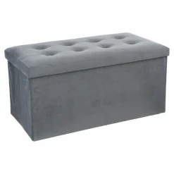 ATMOSPHERA Pouf de rangement double Lysandre Velours Gris Discount