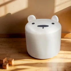 EMINZA Pouf enfant (H25 cm) Ourson Blanc Best