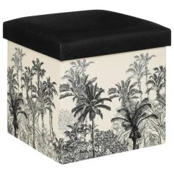 ATMOSPHERA Pouf pliant Benicio et Blanc Noir Clearance