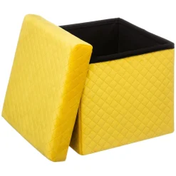 ATMOSPHERA Pouf pliant Velours Jack Jaune Clearance