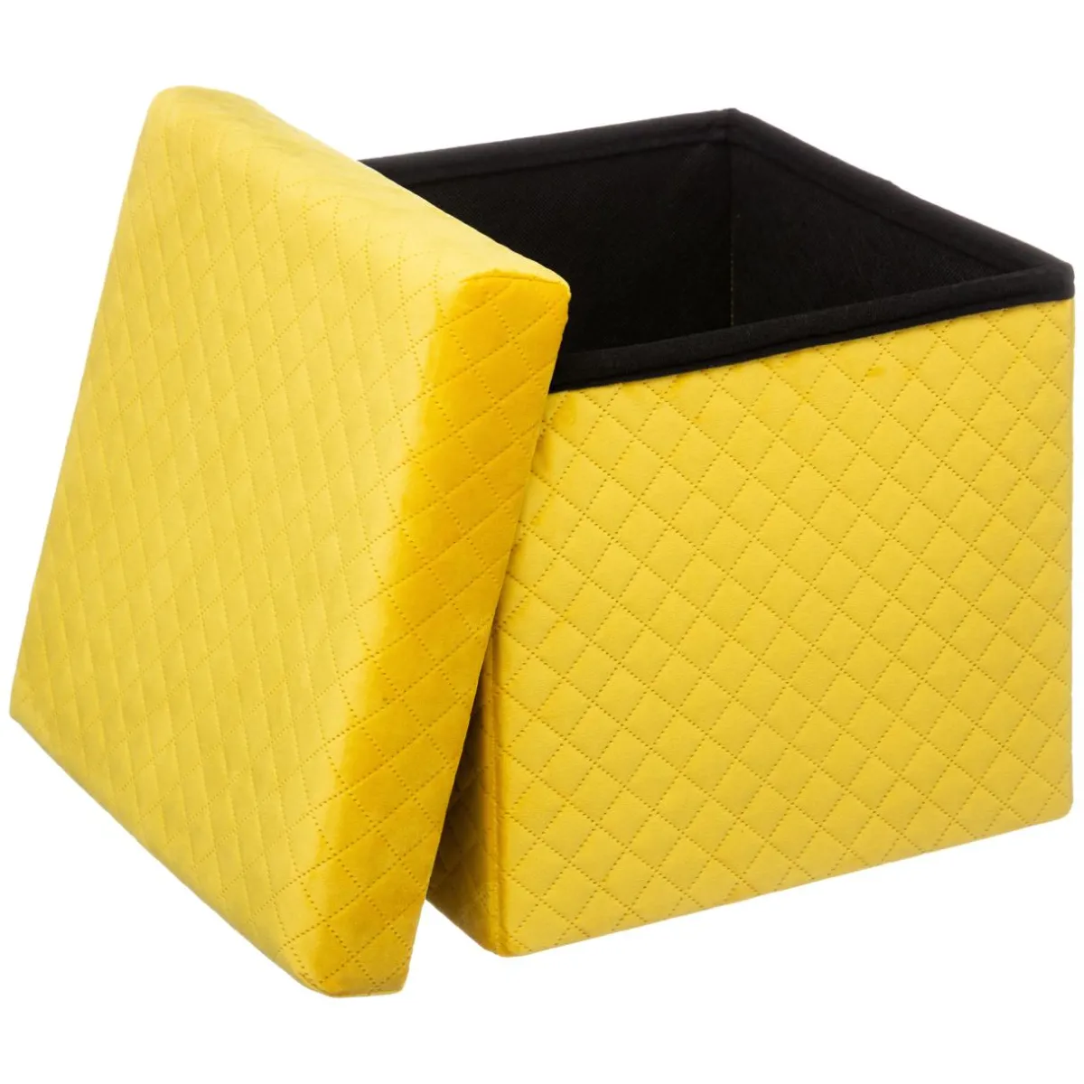 ATMOSPHERA Pouf pliant Velours Jack Jaune Clearance