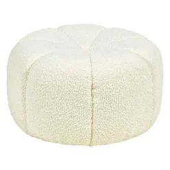 OSTARIA Pouf rond bouclette (D40 x H22 cm) polaire Blanc Discount